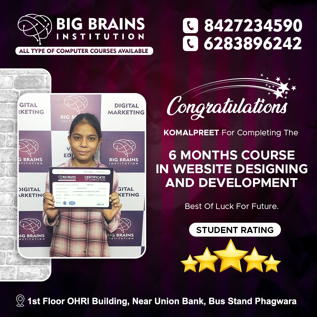 Best computer center in Phagwara – Big Brains Institute